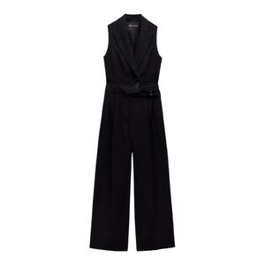 ZARA Black Sleeveless Oversized Vest Jumpsuit